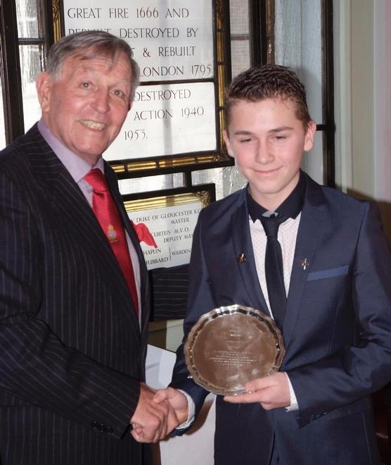 Ben Jelf, 13-year old powerboat champion from Cheadle, Cheshire, presented a YJA Special Award by Bob Fisher,  Chairman of the Yachting Jounalists’ Association at the annual YJA Apollo Yachtsman of the Year Awards in London © Barry Pickthall/PPL http://www.pplmedia.com